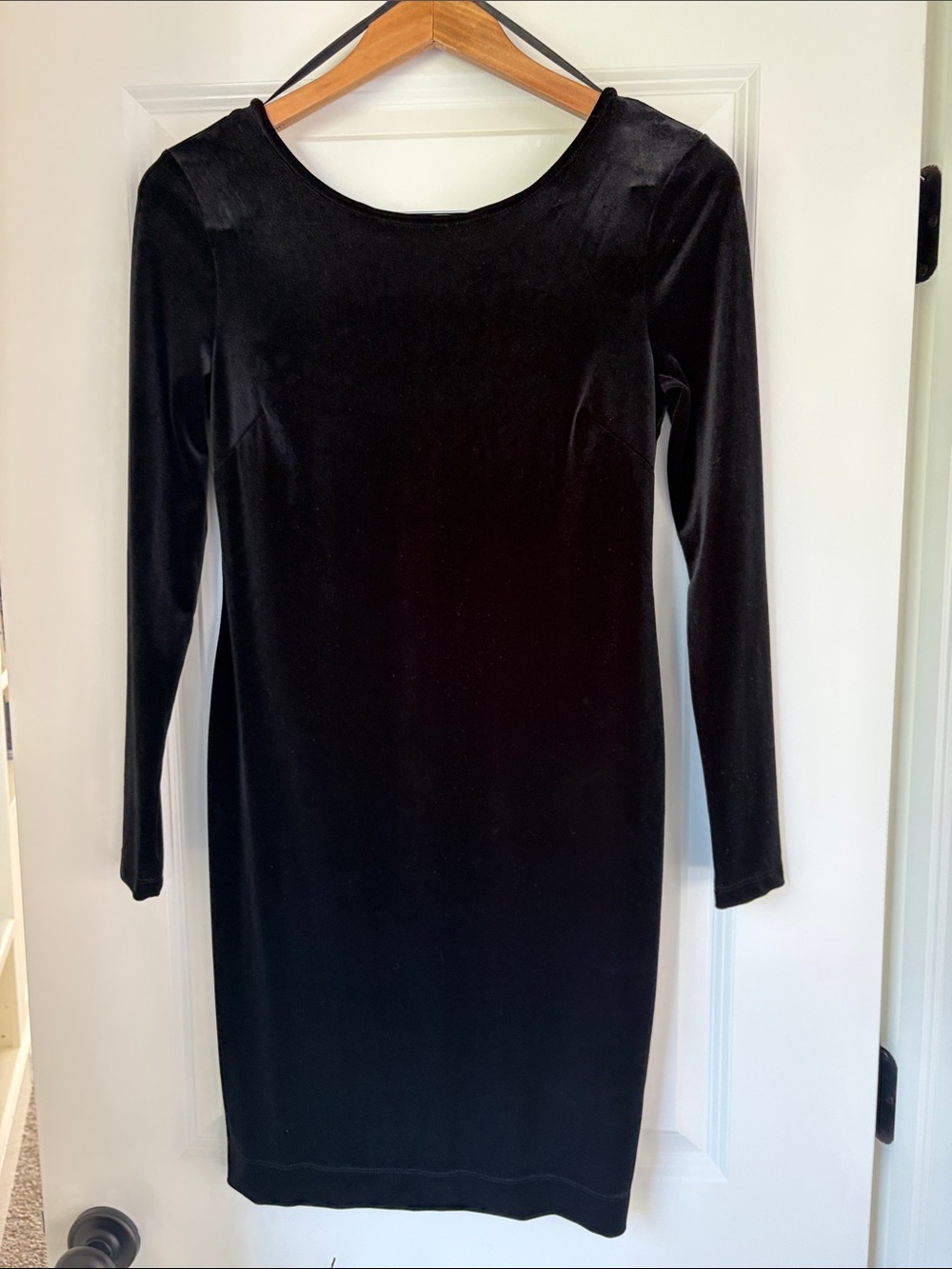 Banana Republic Black Velvet Long-Sleeve Sheath Dress